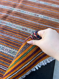 5x7 (150x215) Handmade Afghan Rug | Burnt Orange Crimson Red Sky Blue Mustard Yellow Lime Green Cream Beige Rose Pink | Geometric Kilim Wool