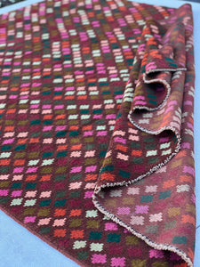 7x10 Handmade Vintage Baluch Afghan Rug Mauve Purple Brown Blush Pink Pine Green Rose Pink Ivory Burnt Orange Crimson Red Olive Moss Green