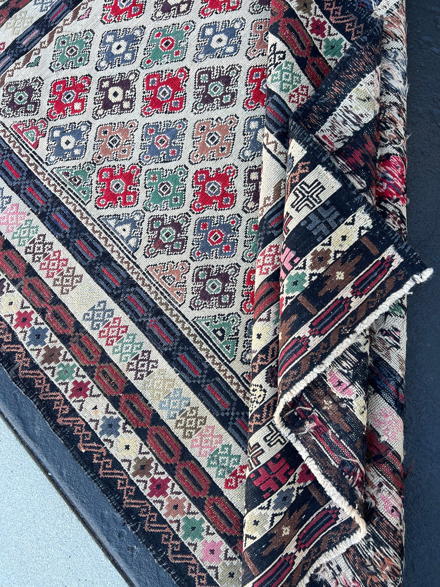 4x6 (130x190) Handmade Afghan Rug | Cream Beige Black Brick Crimson Red Chocolate Taupe Grey Teal Blush Pink Denim Blue | Geometric Wool