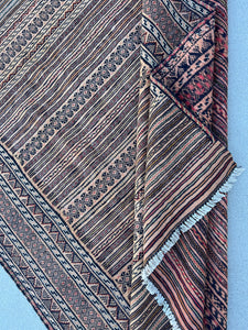 5x7 (150x200) Handmade Vintage Soumak Afghan Rug | Cream Beige Lime Green Orange Brick Red Black Ivory Coral Orange | Hand Knotted Geometric
