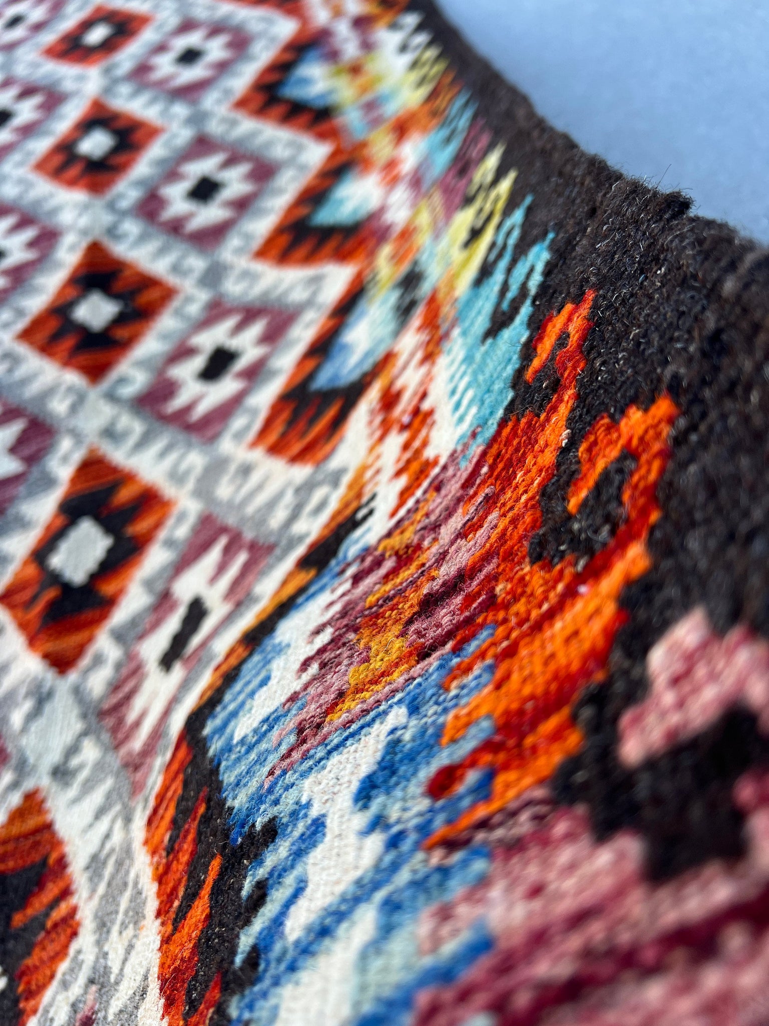 3x10 (90x305) Handmade Afghan Runner Rug Kilim | Burnt Orange Grey Purple Mauve Teal Denim Blue Olive Green Ivory Cream Beige Black | Wool