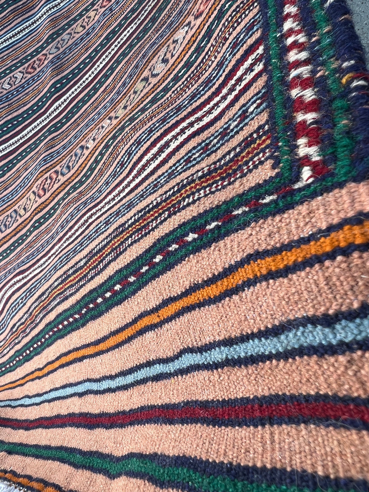 5x6 (150x215) Handmade Afghan Kilim Rug | Taupe Mocha Brown Red Sky Blue Pine Green Orange Ivory Coral | Hand Knotted Geometric Wool
