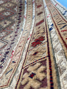 5x7 (150x200) Handmade Afghan Rug | Taupe Beige Grey Crimson Red Midnight Blue Black Brick Red Chocolate | Geometric Wool Boho Knotted Boho