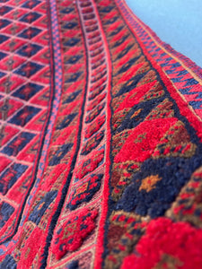 5x7 (150x200) Handmade Afghan Rug | Cherry Auburn Crimson Red Midnight Blue Burnt Orange Taupe Crimson Red Hand Knotted Persian Turkish Wool