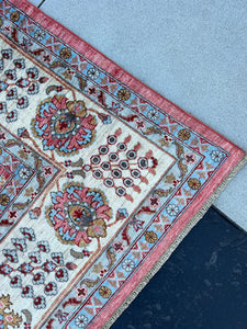9x12 Fair Trade Hand-Knotted Afghan Rug | Salmon Pink Coral Beige Brown Sky Baby Blue Cream Ivory Maroon Red | Persian Wool Knotted Woolen