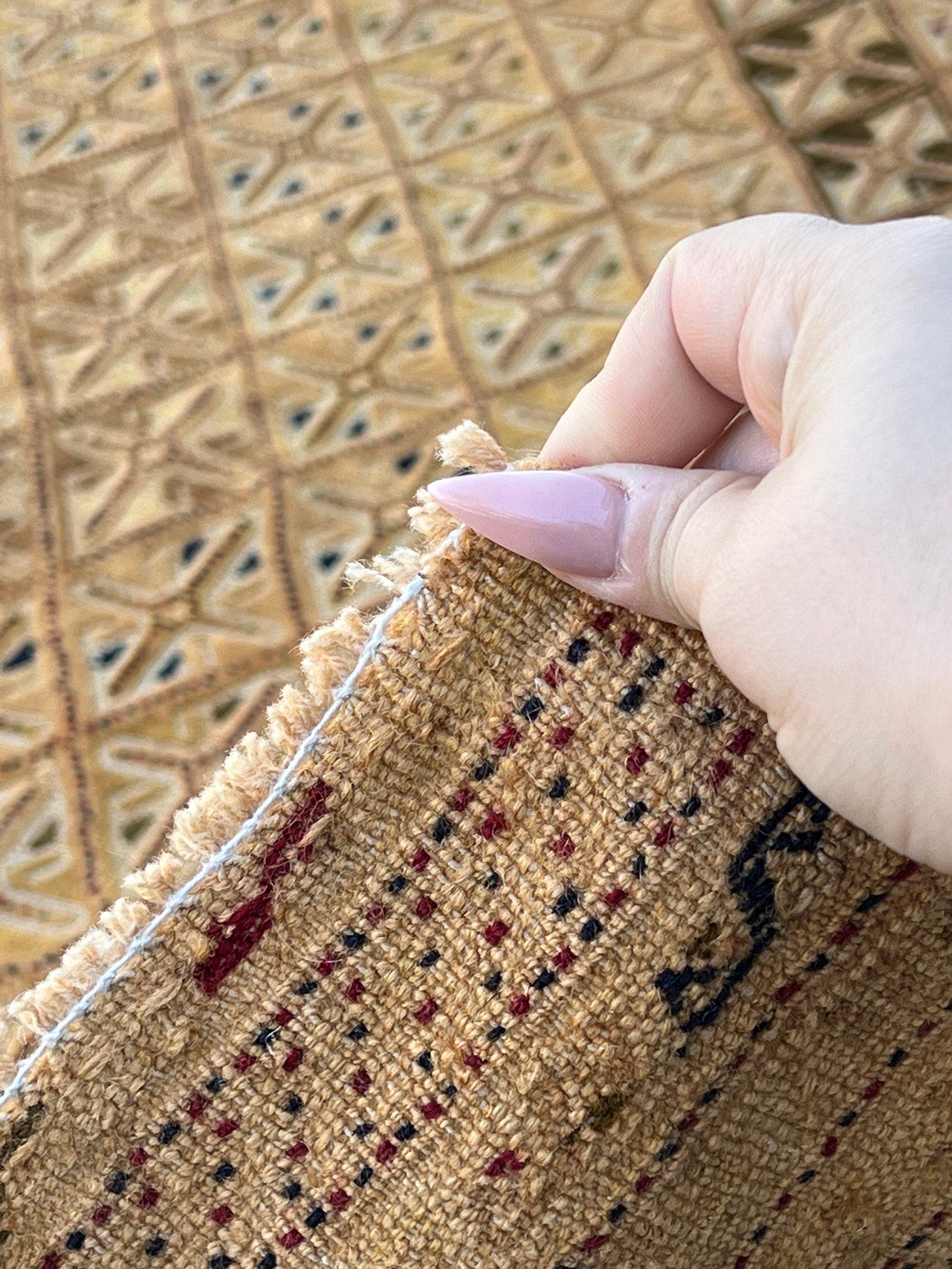 5x6 (150x215) Handmade Afghan Rug | Taupe Cream Beige Crimson Red Black Ivory Moss Green Light Brown Hand Knotted Geometric Wool