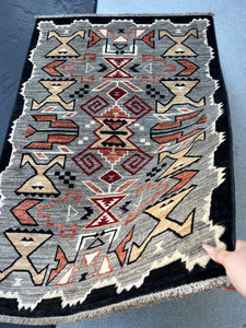 3x5 Fair Trade Handmade Afghan Rug | Grey Gray Black Ivory White Red Burnt Orange Tan Brown | Turkish Persian Wool Hand Knotted Heriz Boho