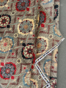 7x10 (215x305) Afghan Handmade Rug | Grey Gray Beige Cream Denim Blue Black Red Orange Maroon Green | Turkish Oushak Wool Hand Knotted Woven