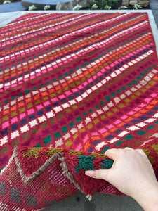 7x11 (210x322) Handmade Vintage Baluch Afghan Rug | Cherry Red Moss Green Pine Green Tan Purple Midnight Blue Ivory Chocolate Blush Pink