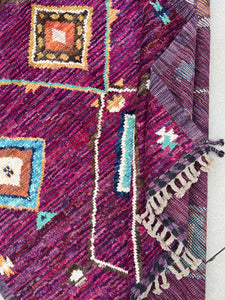 7x11 Handmade Afghan Moroccan Rug | Magenta Purple Plum Turquoise Sky Blue Orange Mocha Brown Ivory White | Berber Beni Plush Wool Soft Cozy