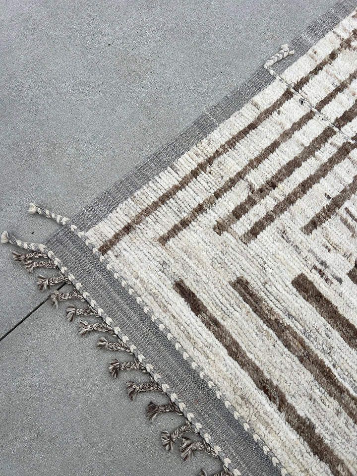 10x14 - 10x15 Handmade Afghan Moroccan Rug | Neutral Cream Ivory Grey | Berber Beni Ourain Mrirt Boujad Taznakht Boucherouite Flokati Wool