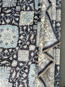 9x12 Fair Trade Handmade Afghan Rug | Charcoal Grey Turquoise Light Grey Beige Cream Tan Brown | Turkish Oushak Hand Knotted Persian Boho