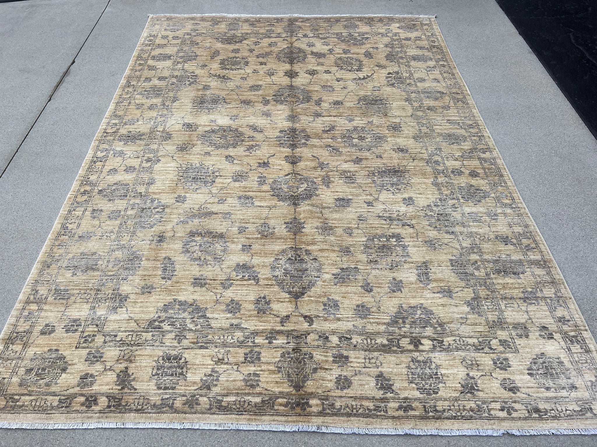 6x8 Handmade Afghan Rug | Muted Neutral Beige Grey | Hand Knotted Persian Bohemian Boho Oushak Persian Distressed