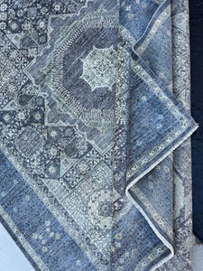 7x10 (215x305) Handmade Afghan Rug | Neutral Charcoal Grey Blue Cream Beige Sage Green | Mamluk Turkish Oushak Oriental Wool Traditional