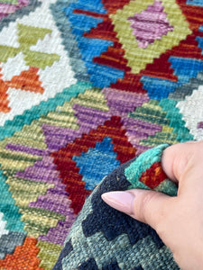 6x8 Handmade Afghan Kilim Rug | Navy Blue Purple Turquoise Teal Red Orange Ivory Denim Olive Green | Geometric Wool Flatweave Wool Outdoor
