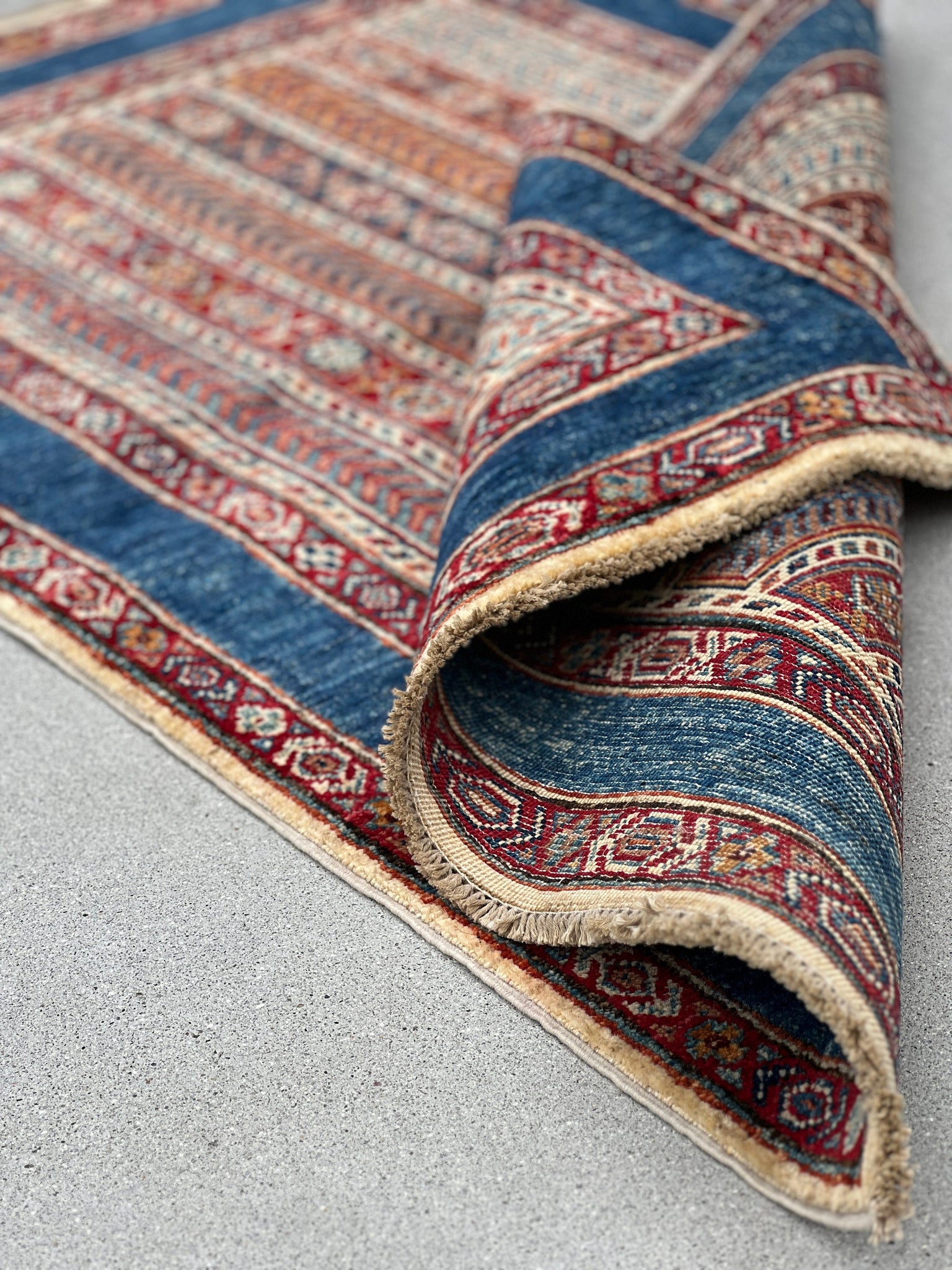 3x5 (100x180) Handmade Afghan Rug | Brick Garnet Red Denim Blue Chocolate Brown Ivory Beige Orange| Hand Knotted Persian Turkish Wool Tribal