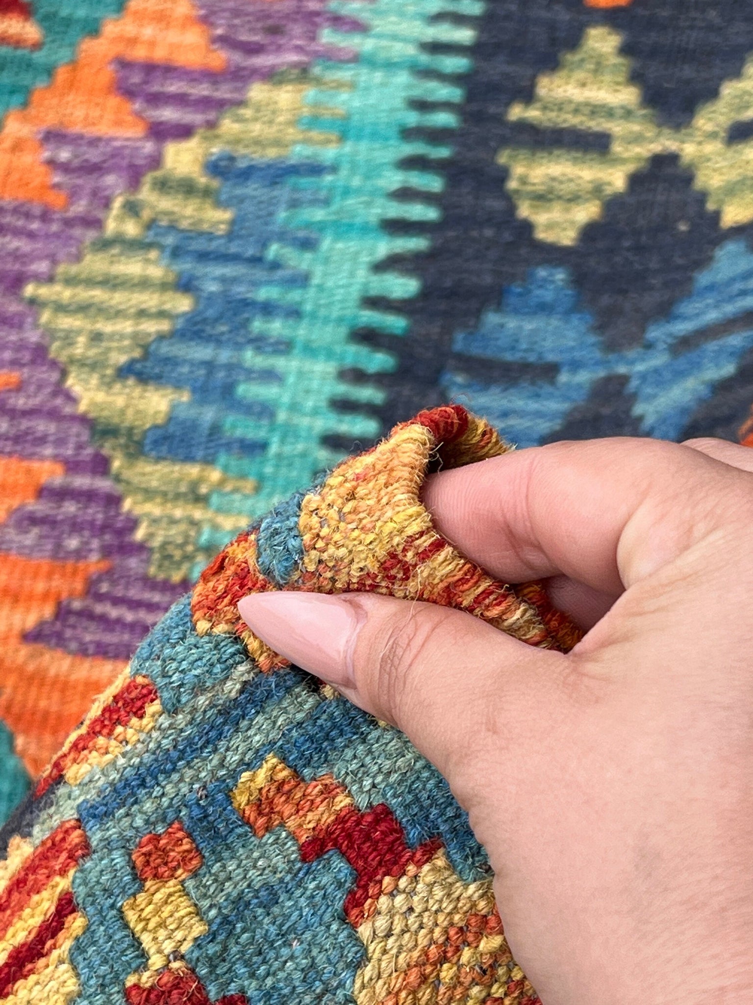 4x6 Handmade Afghan Kilim Rug | Burnt Orange Mustard Yellow Beige Moss Green Purple Turquoise Pink Navy Blue | Geometric Wool Flatweave