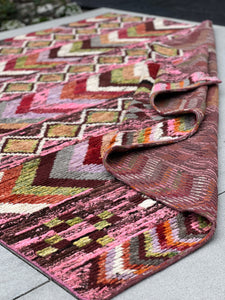 8x10 Handmade Afghan Moroccan Rug | Rose Pink Maroon Red Orange Tan Brown Green White Purple Grey | Berber Beni Plush Oushak Ourain Wool
