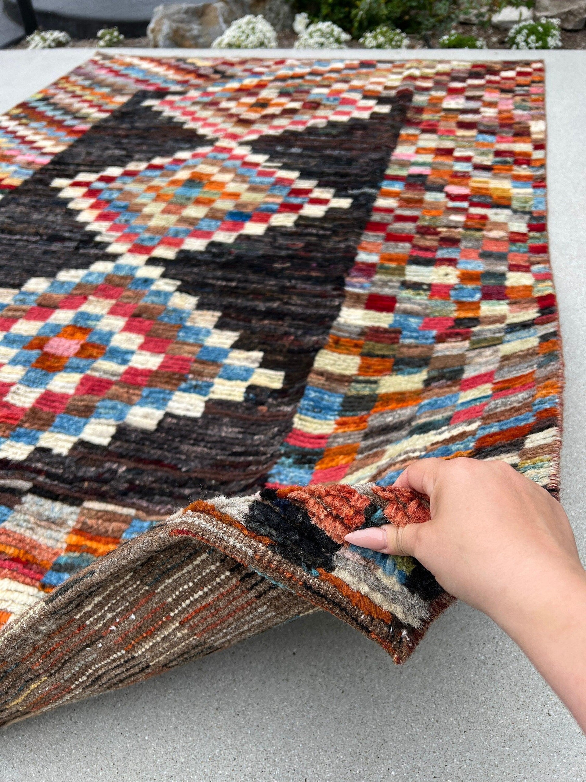 5x8 - 6x8 Handmade Afghan Moroccan Rug | Charcoal Black Blue Teal Gold Green Yellow Orange Red Ivory Grey Brown Pink | Berber Beni Turkish