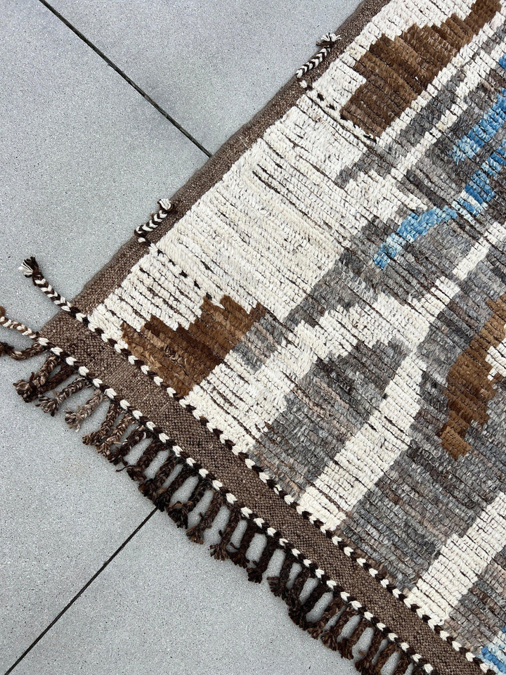 9x11 Handmade Afghan Moroccan Rug | Mocha Caramel Coffee Brown Peach Grey Black Blue Ivory White | Berber Beni Mrirt Boujad Flokati Plush