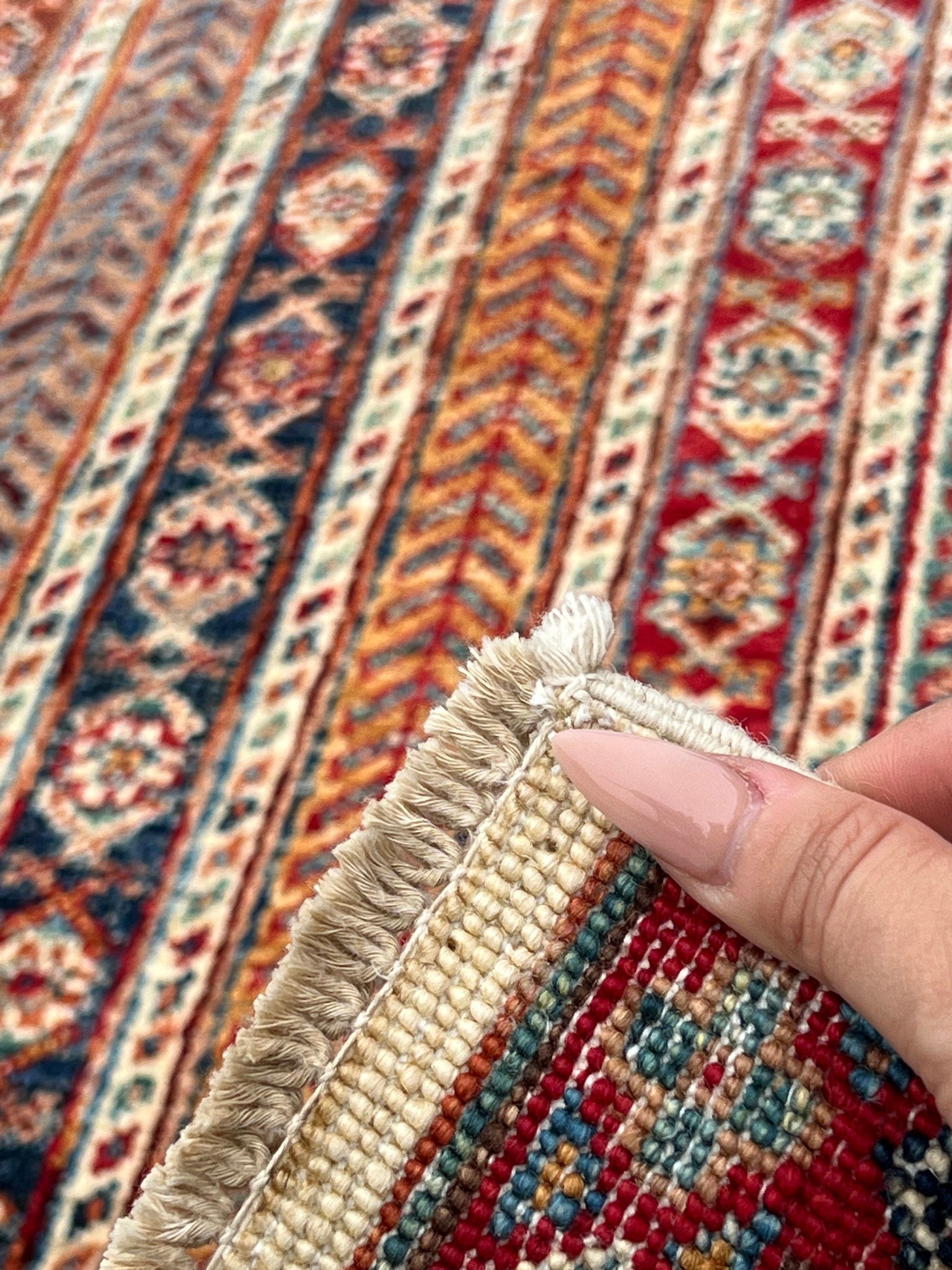 3x5 Handmade Afghan Rug | Brick Garnet Red Denim Blue Chocolate Brown Ivory Beige Orange | Hand Knotted Persian Turkish Oushak Bohemian Wool