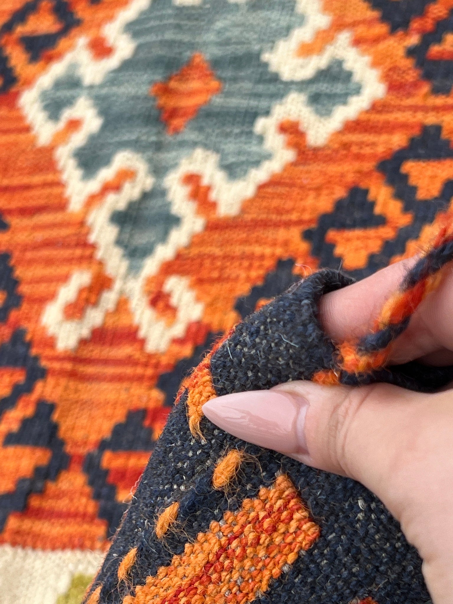 3x7 (100x200) Handmade Afghan Kilim Runner Rug | Indigo Cream Beige Mustard Yellow Burnt Orange Wine Red Powder Blue | Flatweave Flat Woven