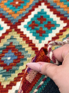5x6 Handmade Afghan Kilim Rug | Ivory Cream Burnt Orange Turquoise Olive Green Pink Purple Blue | Flatweave Flat Woven Wool Persian Outdoor