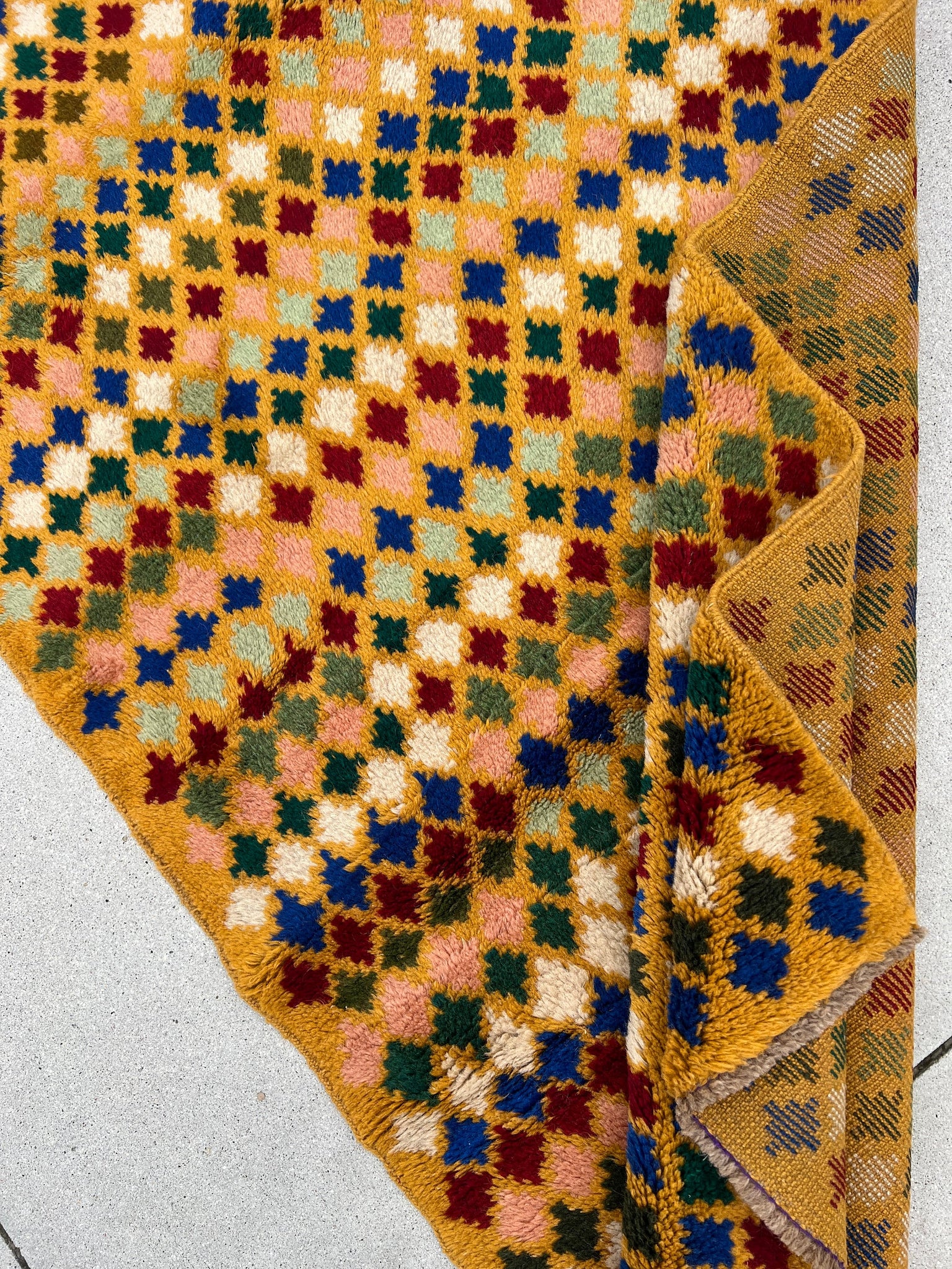 3x10 Handmade Vintage Baluch Afghan Runner Rug | Mustard Caramel Golden Red Ivory Royal Blue Pine Green Peach Tribal Oriental Boho Geometric