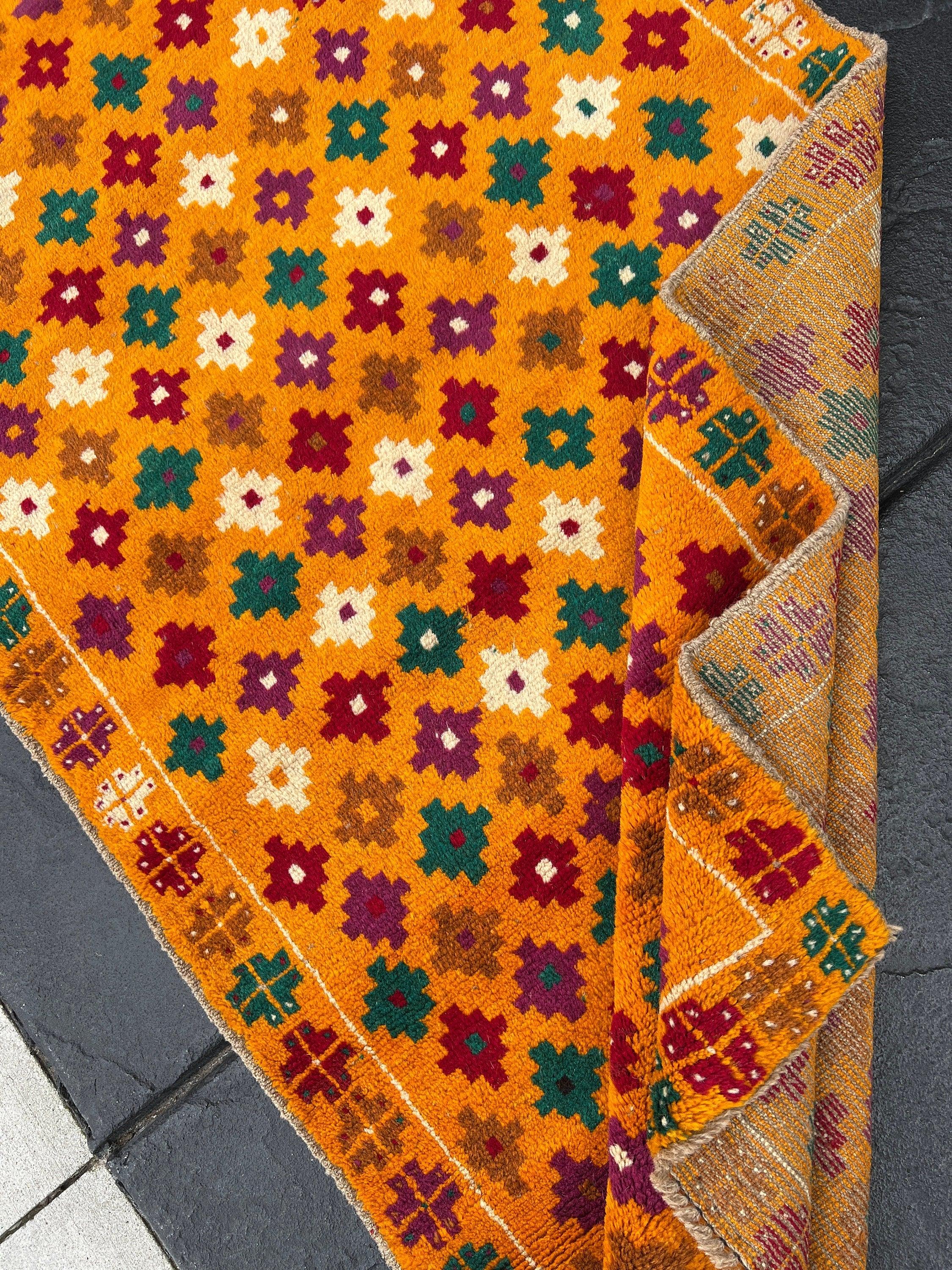 3x10 Handmade Vintage Baluch Afghan Runner Rug | Burnt Orange Purple Pine Green Cherry Red Beige Taupe | Tribal Oriental Boho Geometric Wool