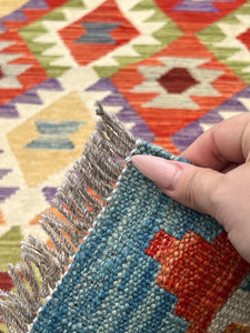 3x13 Handmade Afghan Kilim Runner Rug | Denim Blue Burnt Blood Orange Beige Cream Pine Green Purple Grey | Flatweave Flat Woven Outdoor Wool