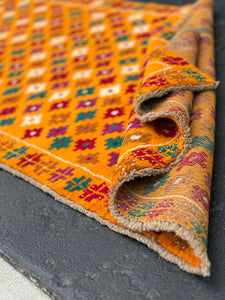 3x10 Handmade Vintage Baluch Afghan Runner Rug | Burnt Orange Purple Pine Green Cherry Red Beige Taupe | Tribal Oriental Boho Geometric Wool