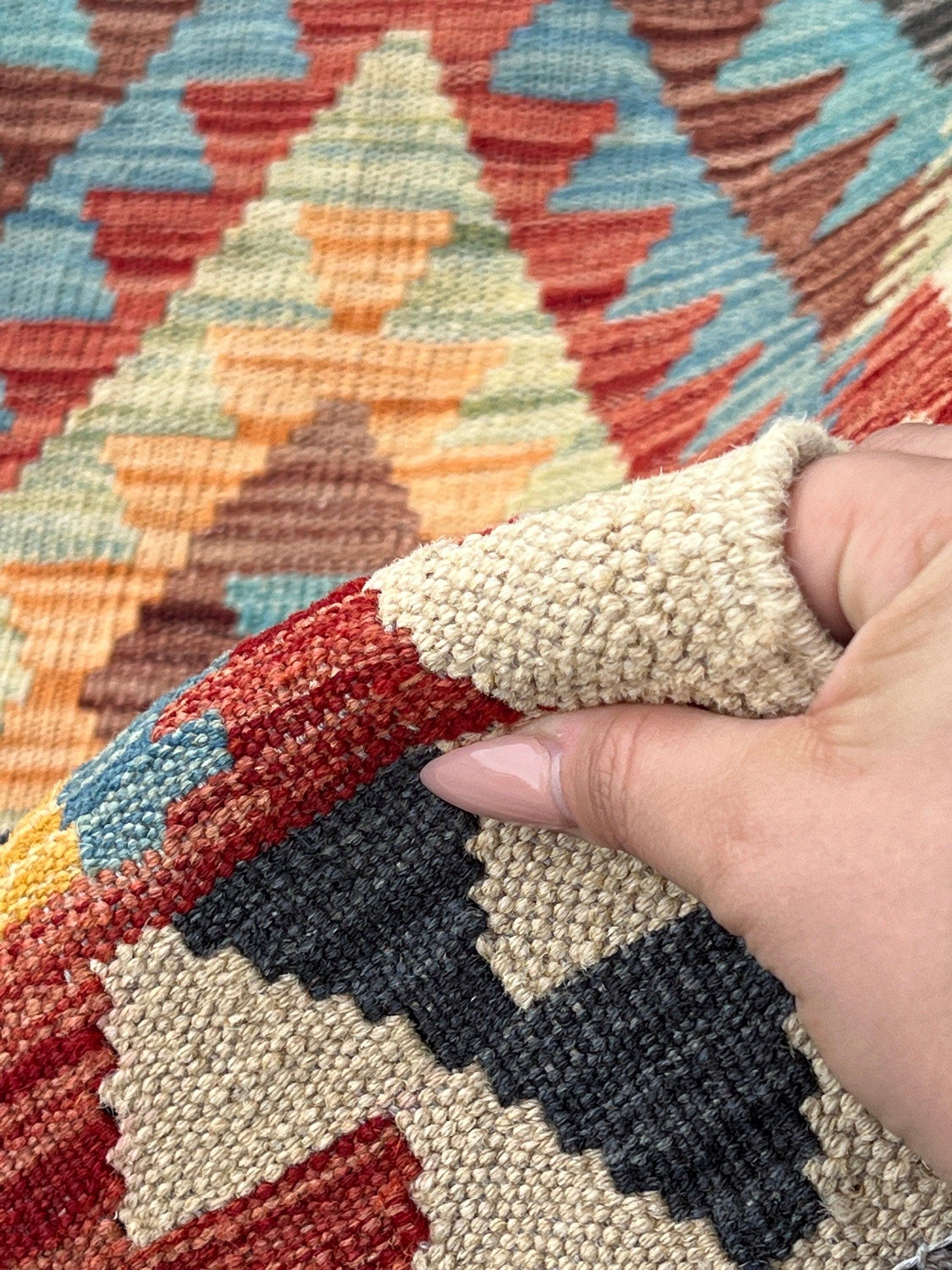 3x14 Handmade Afghan Kilim Runner Rug | Beige Teal Chocolate Brown Cherry Red Olive Green Orange Charcoal Grey Black Flatweave Wool Outdoor