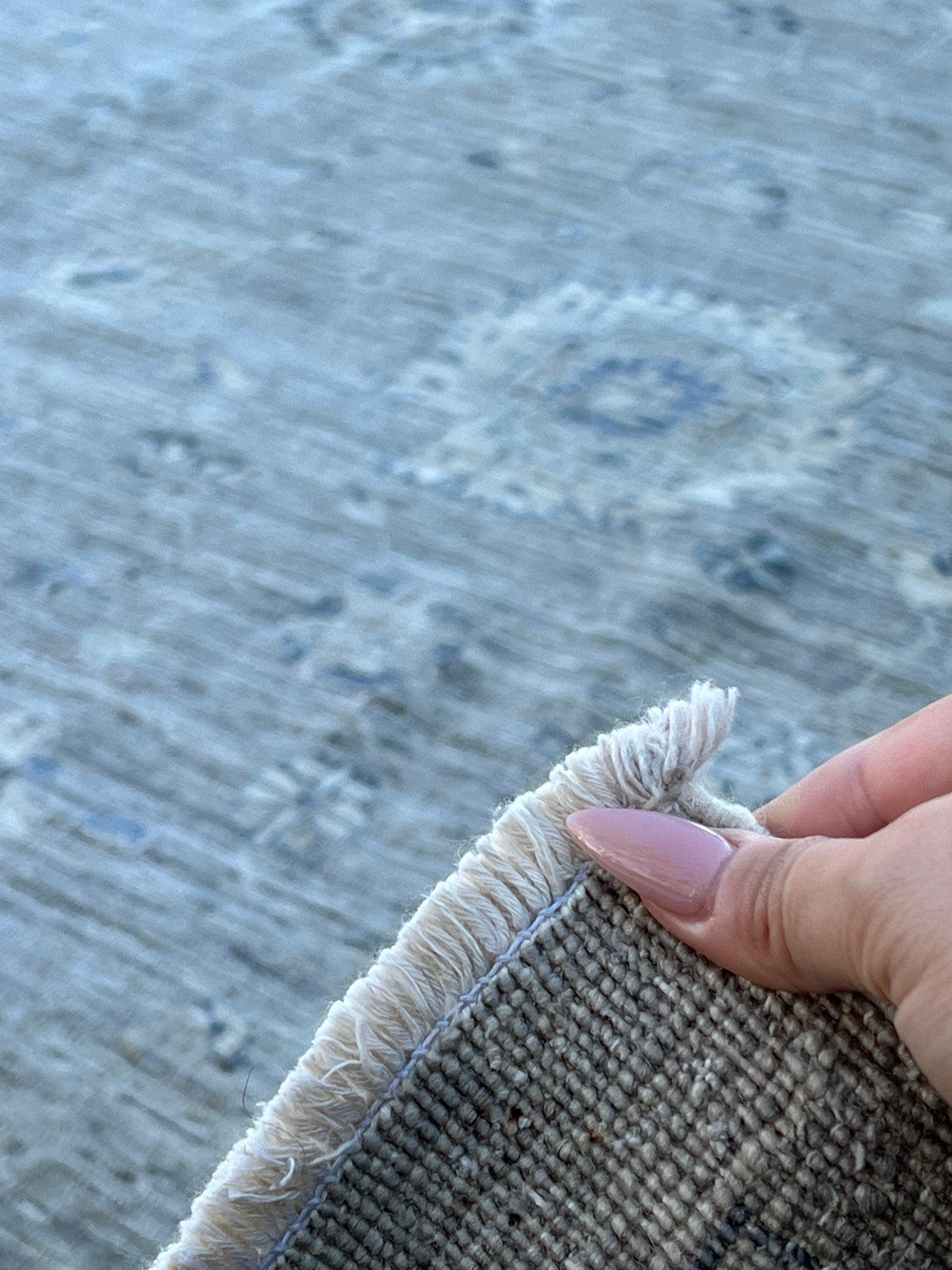 10x13 (305x400) Handmade Afghan Rug | Neutral Muted Grey Gray Cream Beige | Wool Hand Knotted Turkish Oushak Persian Floral Hand Woven