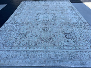 10x14 (305x400) Handmade Afghan Rug | Neutral Muted Grey Gray Cream Beige Black Ivory | Wool Hand Knotted Oushak Persian Floral Hand Woven