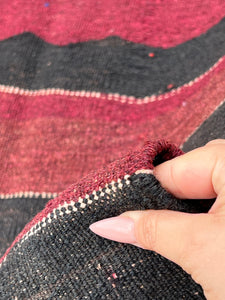 4x5 (150x120) Handmade Afghan Kilim Rug | Crimson Blood Red Black Ivory | Persian Bohemian Oushak Flatweave Hand Knotted Oriental Wool