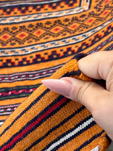 3x6 (90x180) Handmade Afghan Kilim Rug | Orange Olive Green Midnight Blue Brick Crimson Red Black Ivory Blue | Persian Oushak Wool