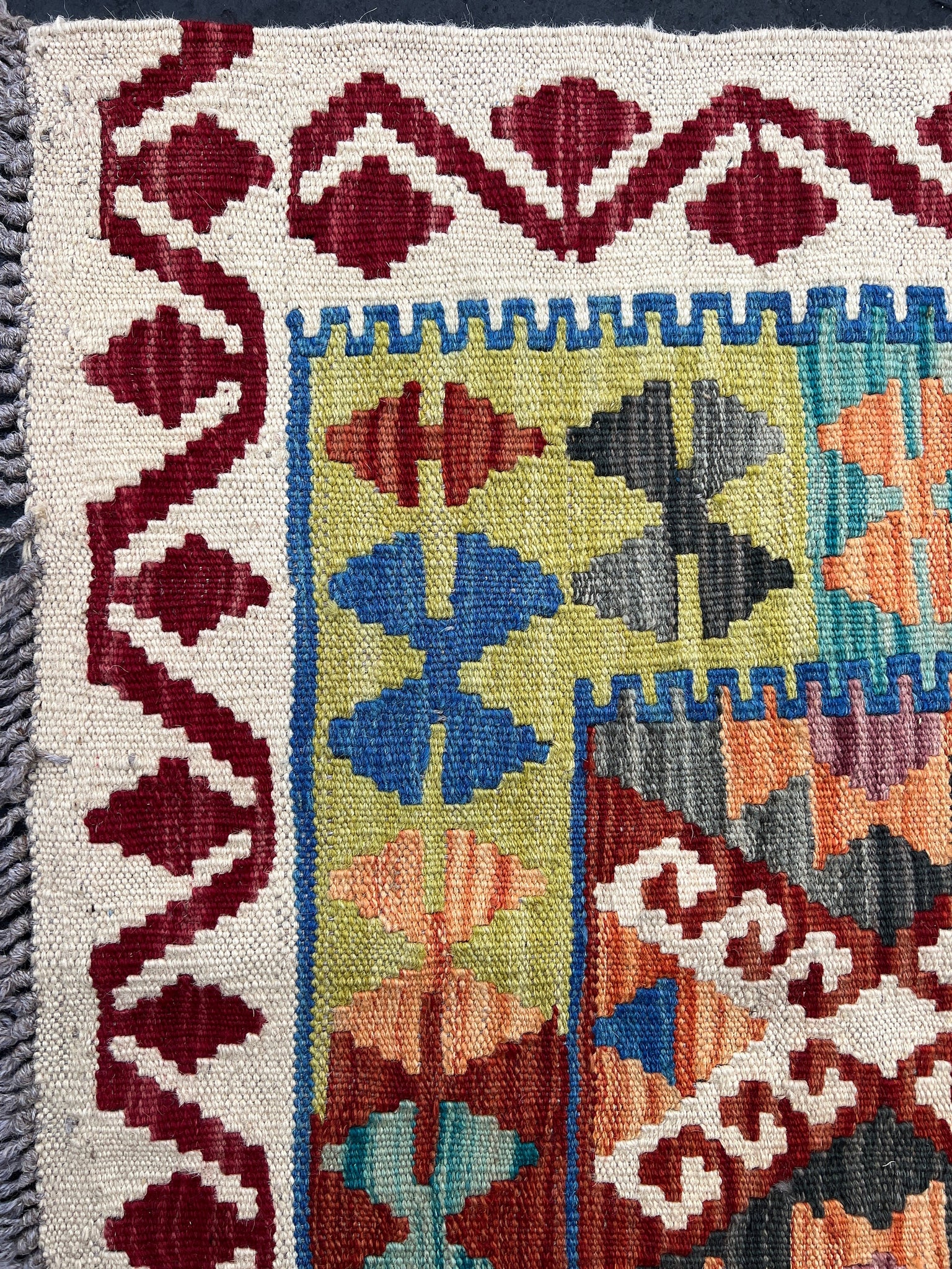 3x7 (100x200) Handmade Afghan Kilim Runner Rug | Cream Beige Crimson Red Ivory Grey Denim Blue Olive Teal Turquoise Orange Purple | Wool