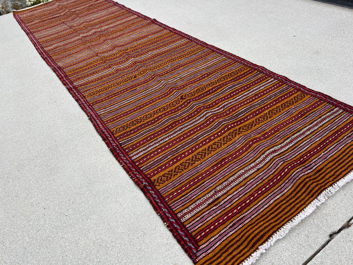 3x10 (90x305) Handmade Afghan Kilim Runner Rug | Rust Orange Blood Red Ivory Cream Beige Cornsilk Chocolate Royal Blue Fuchsia Pink | Wool