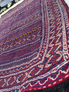 5x6 (150x215) Handmade Afghan Kilim Rug | Navy Blue Blood Brick Red Black Ivory Orange Cream Beige | Persian Oushak Flatweave Turkish Wool