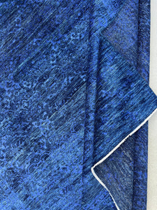 8x10 (213x305) Handmade Afghan Rug | Royal Denim Prussian Blue Muted | Wool Hand Knotted Heriz Serapi Bold Bright