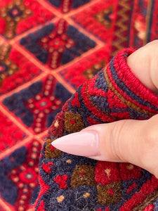 5x7 (150x215) Handmade Vintage Kilim Afghan Rug | Crimson Blood Red Navy Blue Taupe Chocolate Orange Olive Cream | Hand Knotted Wool