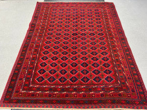 5x7 (150x215) Handmade Vintage Kilim Afghan Rug | Crimson Blood Red Navy Blue Taupe Chocolate Orange Olive Cream | Hand Knotted Wool