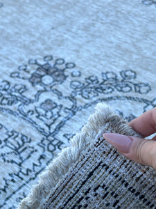 10x12 (305x400) Handmade Afghan Rug | Neutral Muted Grey Gray Cream Black Beige | Wool Hand Knotted Turkish Oushak Persian Floral Hand Woven