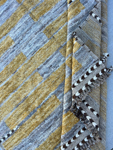7x11 Handmade Afghan Moroccan Rug | Ivory Cream White Beige Grey Gray Black Brown Gold Yellow | Berber Beni Wool Ourain Bohemian Flokati