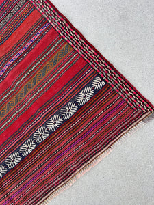 4x6 (120x215) Handmade Afghan Kilim Rug | Brick Blood Red Rust Brown Purple Cream Beige Black Royal Blue Ivory | Hand Knotted Geometric Wool
