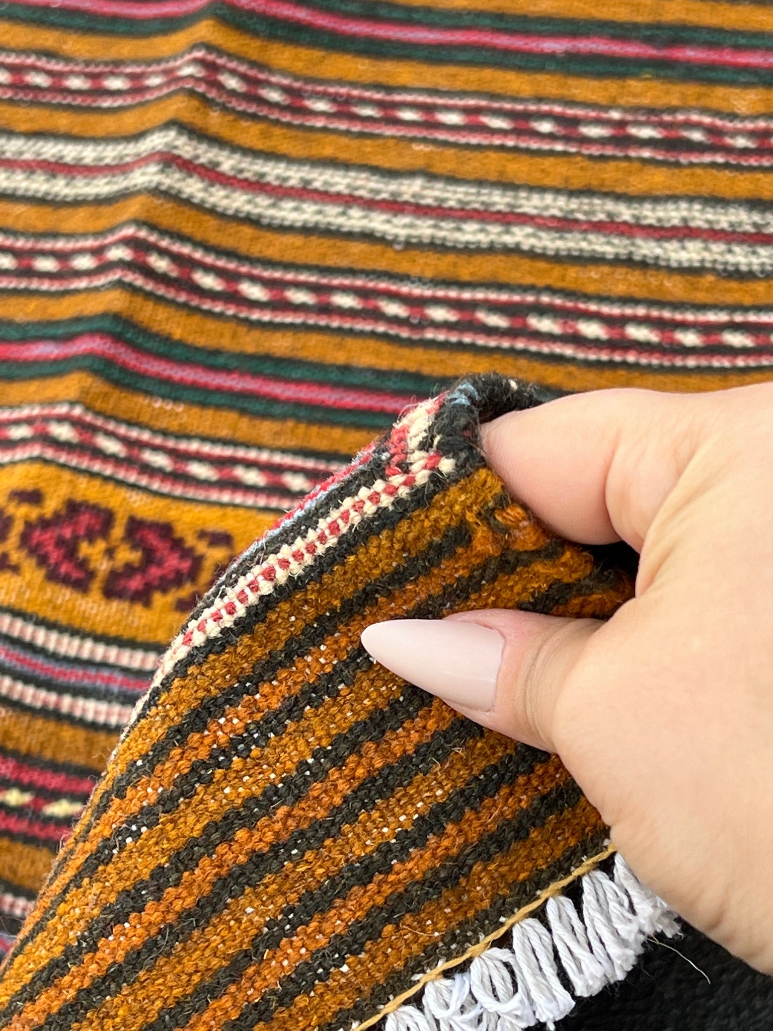 3x10 (90x305) Handmade Afghan Kilim Runner Rug | Orange Gold Blood Red Ivory Forest Green Black Yellow Denim Blue | Persian Turkish Wool