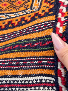 3x6 (90x180) Handmade Afghan Kilim Rug | Orange Olive Green Midnight Blue Brick Crimson Red Black Ivory Blue | Persian Oushak Wool