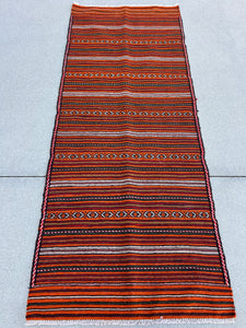 3x6 (90x180) Handmade Afghan Kilim Rug | Orange Olive Moss Green Mustard Yellow Brick Red Ivory Black Midnight Blue | Persian Turkish Wool