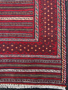 3x6 (90x180) Handmade Afghan Kilim Rug | Blood Red Ivory Yellow Black Midnight Blue Creame Beige Gold Orange | Persian Flatweave