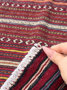3x10 (90x305) Handmade Afghan Kilim Runner Rug | Brick Blood Red Cream Beige Sky Blue Orange Yellow Ivory White Black | Persian Oushak Wool